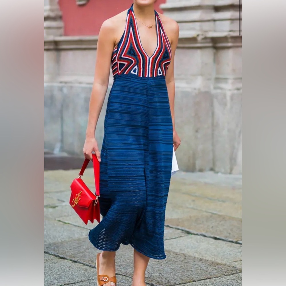 Rachel Comey Navy Maxi Dress with Red and White Bodice
